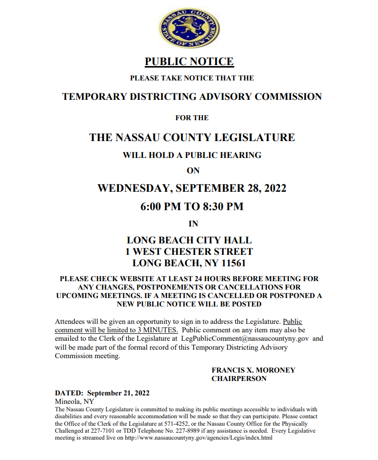 Public Notice for Meeting on September 28, 2022